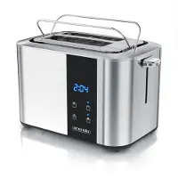 Arendo toaster AURORA, geschikt voor 2 boterhammen, 850 W, touchscreen met resterende tijdsaanduiding, 7 bruiningsgraden, geheugenfunctie, broodroosteraccessoire, roestvrijstalen broodrooster, zilver