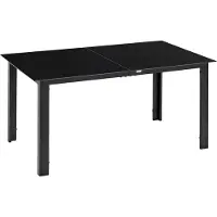 Outsunny Gartentisch Aluminium, gehärtetes Glas Schwarz