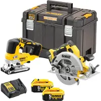 DeWalt Draadloze gereedschapsset - decoupeerzaag + cirkelzaag - - met 2 accu's 18V 5.0Ah - oplader - TSTACK - DCK2012P2T-QW