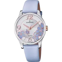 Candino dameshorloge, analoog, model C4720/3, met leren band. Elegant design, paars/lila. Artikelnummer: D2UC4720/3