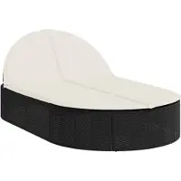 Syfax Ligbed 2-persoons met kussens poly rattan zwart