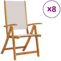 Syfax Opklapbare stoelen, 8 stuks, van massief acaciahout en textilene.