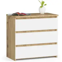 Akord Nachtkastje CL3 met 3 Lades / Furniture Factory / Artisan Eik - Wit / 60 x 57 x 35 cm