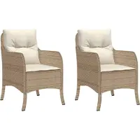 Syfax Tuinstoelen 2 st met kussens poly rattan beige