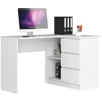 Akord Hoekbureau Rechts B16 / Computerbureau / Computer Tafel / Bureautafel Rechts / Wit / 124 x 77 x 85 cm