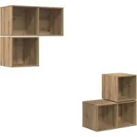 Syfax Tv-meubelset 4 pcs Artisan Eiken Bewerkt hout