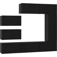 Syfax Tv-meubelset Wandgemonteerd 8 pcs Zwart Eiken Bewerkt hout