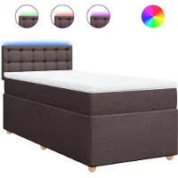 vidaXL Boxspring met matras stof donkerbruin 90x190 cm