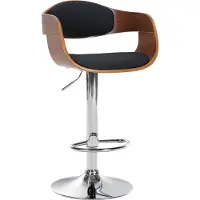 CLP Kingston Barkruk - Met rugleuning - Armleuning - Voetsteun - Frame Chroom - walnoot/zwart