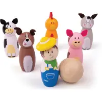 Bigjigs Spel - Bowlen - Boerderij - 8cm hoog