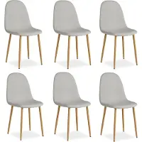 Homestyle4u Eetkamerstoelen van Linnen - 6 Stoelen - Grijs