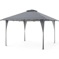 Costway Pop-up paviljoen, 4x4 meter, verstelbaar tuinpaviljoen met dubbel dak en draagtas, inklapbaar, waterdicht, geschikt voor tuin, feestjes, stabiel, grijs
