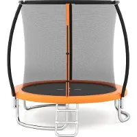 Costway Trampoline, diameter 244 cm, geschikt voor buiten, ronde tuintrampoline met ladder, veiligheidsnet, beschermrand en metalen frame, trampoline voor kinderen en volwassenen