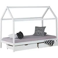 Homestyle4u Kinderbed 90x200 cm - Huisbed met matras - Wit
