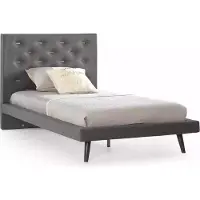 AEA Bettgestelle Bettrahmen Bett 120 cm Kinderbett Jugendbett Stoff Grau