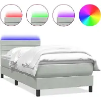 vidaXL Boxspring met matras en LED fluweel lichtgrijs 80x210 cm