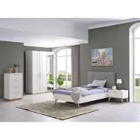AEA Kinderkamer set: babybed, tienerbed, beddengoed set, 4-delig, wit, hout