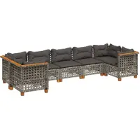 vidaXL 7-delige Loungeset met kussens poly rattan grijs