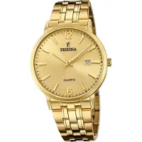 Festina Elegant herenhorloge F20513/3, stalen polshorloge, klassiek design, goudkleurig, modelnummer D2UF20513/3