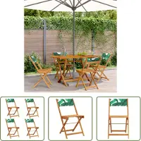The Living Store Hout Meubel - Tuinstoelen - Tuinstoelen 4 st inklapbaar stof en massief hout groen - Groene Tuinstoel - Klapstoel - Buitendecoratie