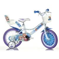 Dino Bikes Kinderfiets Snow Queen sneeuwkoningin met zijwieltjes, mand en poppenzitje