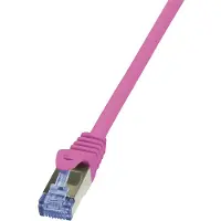Logilink CQ3019S RJ45 Netwerkkabel, patchkabel CAT 6A S/FTP 25.00 cm Pink Vlambestendig, Snagless 1 stuk(s)
