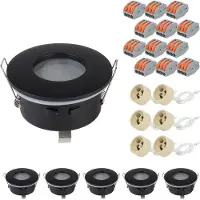 HOFTRONIC™ Set van 6 Bento LED inbouwspots - Spot armatuur - GU10 fitting - IP44 waterdicht - LED inbouwspot badkamer en keuken - Zwart