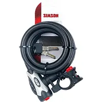 Simson 5320840, kabelslot, zwart, staal, met sleutel, 135 mm, platine