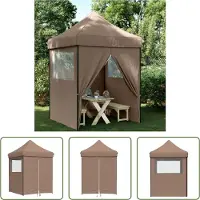 The Living Store De Living Store partytent, inklapbaar en opvouwbaar, met 4 zijpanelen, bruin