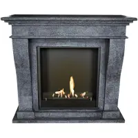 Xaralyn Ethanolhaard - Kreta BIU-SBU - zwart natuursteen - 3 kW verwarmingscapaciteit - inclusief inbouwhaard en schoorsteenmantel - decoratieve haard