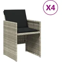 vidaXL Tuinstoelen 4 st met kussens poly rattan lichtgrijs