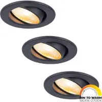 HOFTRONIC™ 3x Malta - LED inbouwspots badkamer - zwart - IP44 - 5W - 1800-2700K dim to warm - dimbaar - 5 jaar garantie