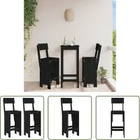 The Living Store Keukenbarstoelen - Barkrukken - Barkrukken 2 st 40x48,5x115,5 cm massief grenenhout zwart - Eetkamerstoelen - Hout - Grenenhout