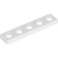 LEGO Platte steen 1x5 (78329) - 50 stuks, wit