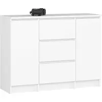 Akord Ladekast K100 met 3 Lades en 2 Deuren / Furniture Factory / Wit / 101 x 76 x 35 cm