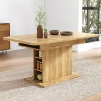 Flieks eettafel, uitschuifbaar, rechthoekig, geschikt voor de keuken, met opbergruimte, 130x70x75 cm, in natuurlijke staat