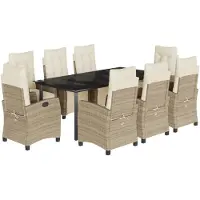 vidaXL 9-delige Tuinset met kussens poly rattan beige