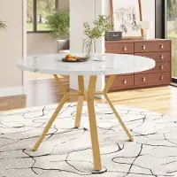 OKWISH Opbergkast 80 x 40 x 80 cm van spaanplaat, met deuren, witte afwerking en goudkleurige grepen