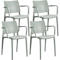 Oviala - Set van 4 saliegroene plastic terrasstoelen - Riga