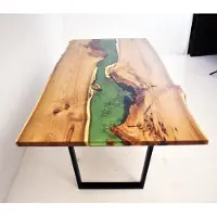 AEA Esstisch Meer Wasser River Echtes Holz Flusstisch 200x90 Tische Epoxidharz