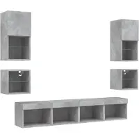 vidaXL 8-delige Tv-wandmeubelset met LED bewerkt hout betongrijs