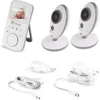 Lionelo Babyline 5.1 Premium Babyfoon – 2 Camera’s – Bereik tot 300 m – Nachtzicht – VOX Functie – 2-Weg Audio – Temperatuursensor – 20 Uur Batterijduur – 2,4” Display – 8 Slaapliedjes & Alarmfunctie