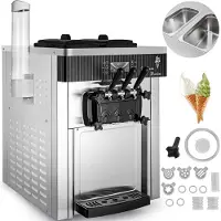 Vevor Ijsmachine Wit Ijsmachine 2200 W, 2 x 6 L Tafelmachine Ijsmachine 220 V Ijsmachine met Eierkegel Eierrekje Roestvrijstalen Machine
