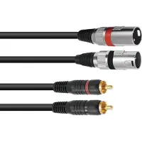 Omnitronic Adapterkabel 2xXLR(M)/2xCinch 3m sw