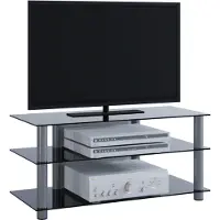 VCM TV meubel TV kast Netasa Aluminium / Zwart glas