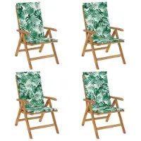 vidaXL Tuinstoelen 4 st verstelbaar met kussens massief teakhout
