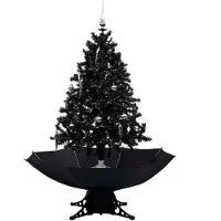 Syfax Kerstboom sneeuwend met paraplubasis 140 cm PVC zwart