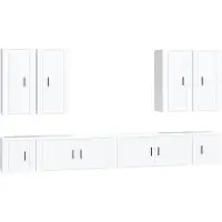 Syfax 8-delige Tv-meubelset bewerkt hout wit
