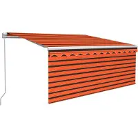 vidaXL Luifel handmatig uittrekbaar gordijn LED 3,5x2,5 m oranje bruin