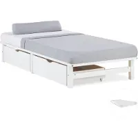 Homestyle4u Palletbed - 90x200 cm - Houten bed - met matras - Bedbak - Wit